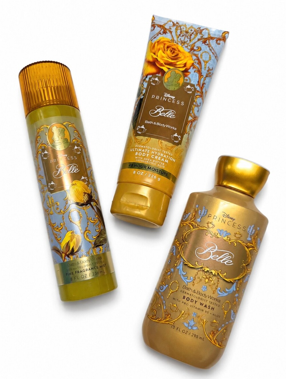 Bath & Body Works Disney Princess Belle 3 Pc Gift Set Mist Cream Wash New